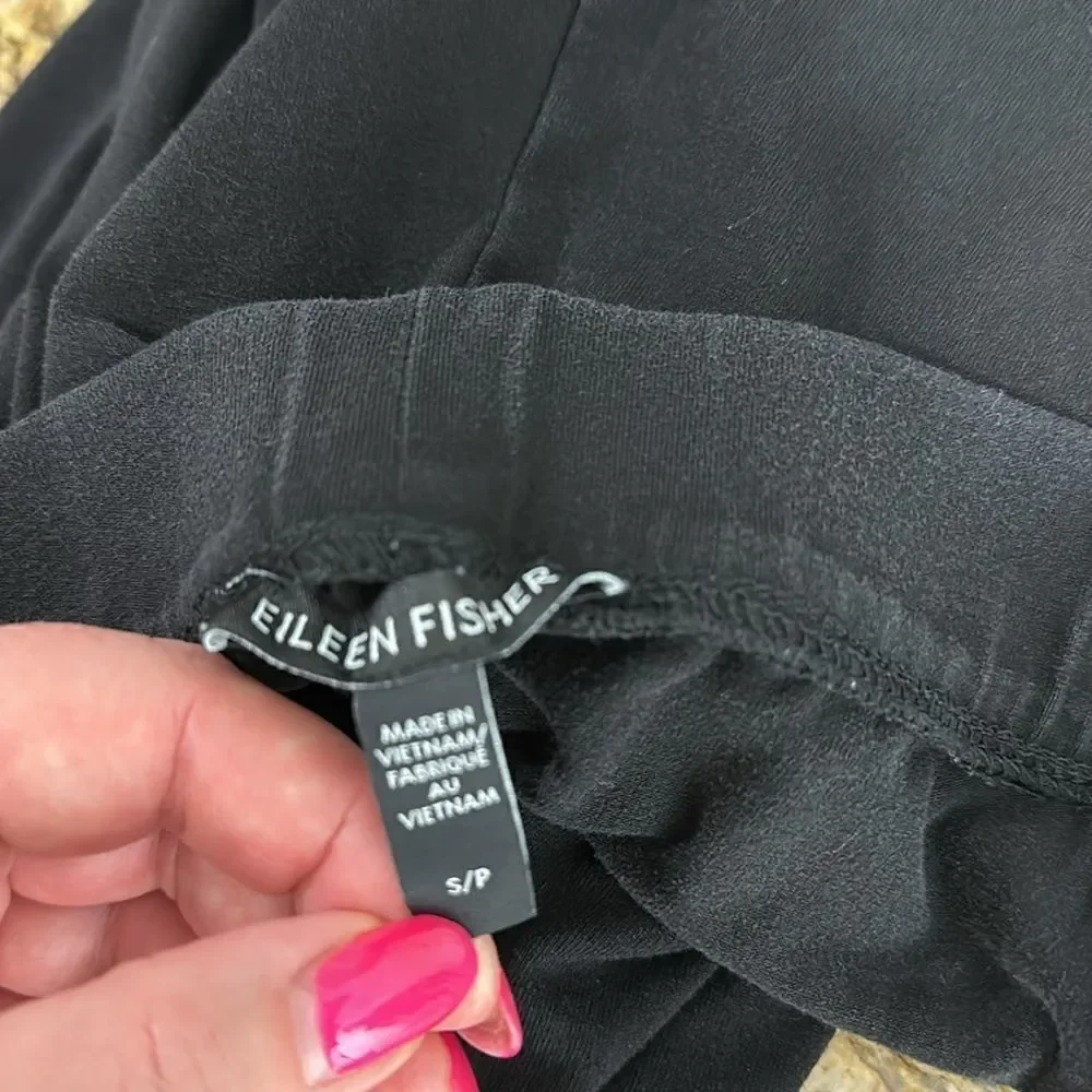Eileen Fisher High Rise Jogger Pants With Pockets In Black Size S